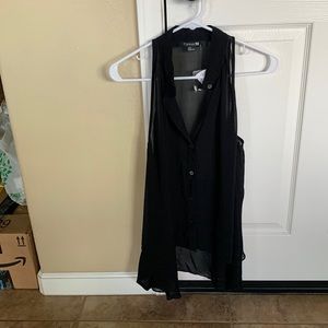 Forever 21 Womens black sheer button up blouse size large. Tags on. Never worn.